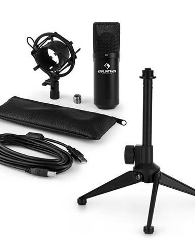 Auna MIC-900B V1, USB mikrofonní sada, černý kondenzátorový mikrofon + stolní stativ
