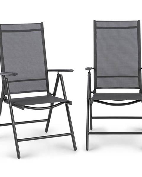Blumfeldt Blumfeldt Almeria Garden Chair, skládací židle, sada 2 kusů, 56,5 x 107 x 68 cm, Comfortmesh, antracitová