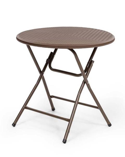 Blumfeldt Blumfeldt Burgos round, skládací stůl, polyratan, 80 cm Ø plocha stolu, 4 osoby, hnědý