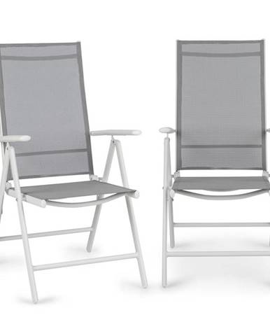 Blumfeldt Almeria, skládací židle, sada 2 kusů, 59,5 x 107 x 68 cm, Comfortmesh, hliník/bílá