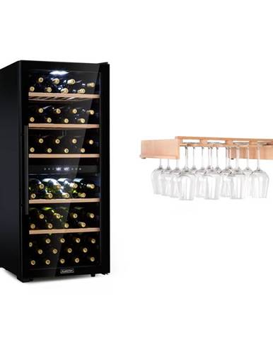Klarstein Barossa 102 Duo, vinotéka, 2 zóny, 102 lahví, police na sklenice na víno