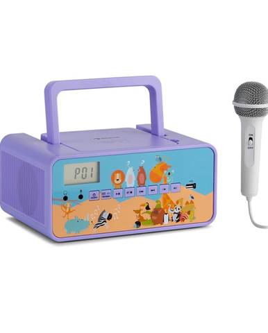 Auna Kidsbox Zoo, CD boombox, CD přehrávač, BT, USB, LC displej, zvířata, fialový
