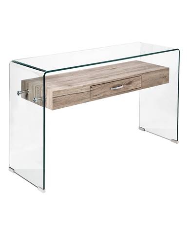 Odkládací stolek 1 zásuvka sklo/MDF