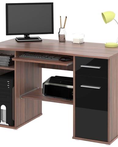 Kancelářský PC stůl SAMUEL, švestka/černý lesk