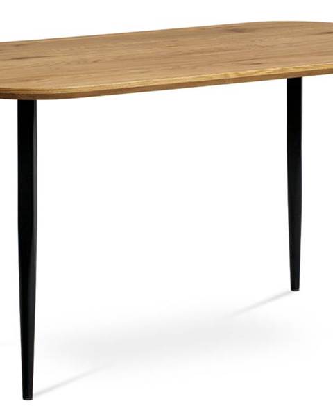 Smartshop Jídelní stůl, MDF deska 3D dekor dub, kov černá barva MDT-600 OAK