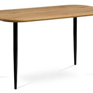 Jídelní stůl, MDF deska 3D dekor dub, kov černá barva MDT-600 OAK