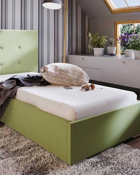 Smartshop Čalouněná postel SOFIE 1 80X200 cm, zelená látka