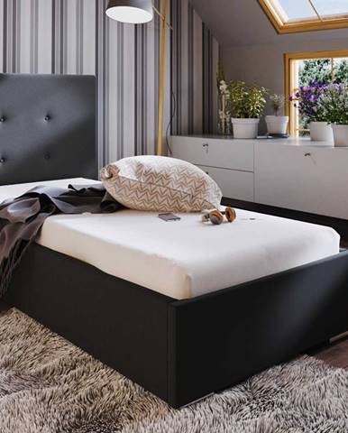 Čalouněná postel SOFIE 1 90x200 cm, černá látka
