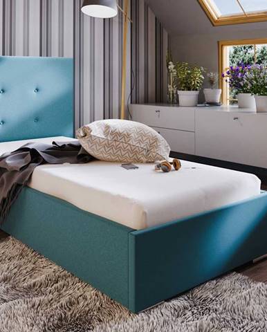 Čalouněná postel SOFIE 1 90x200 cm, modrá látka