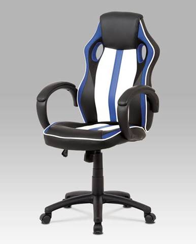 Kancelářská židle KA-V505 BLUE, bílá/modrá/černá