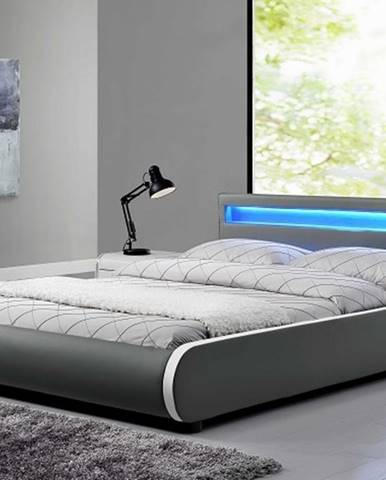 DULCEA čalouněná postel s roštem 160x200 cm, šedá