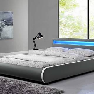 DULCEA čalouněná postel s roštem 160x200 cm, šedá