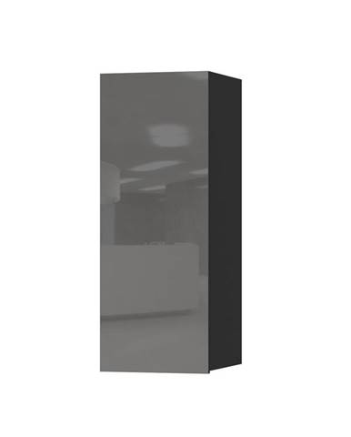 HELIO TYP 08 závěsná skříňka 1D, černá/šedé sklo