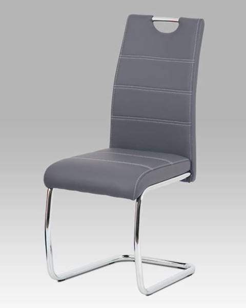 Smartshop Jídelní židle HC-481 GREY, šedá ekokůže/chrom