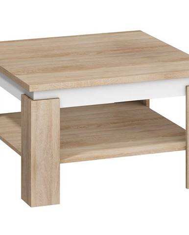 Konferenční stolek ALFA, dub sonoma světlý/bílý lesk