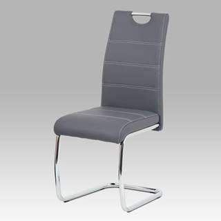 Jídelní židle HC-481 GREY, šedá ekokůže/chrom