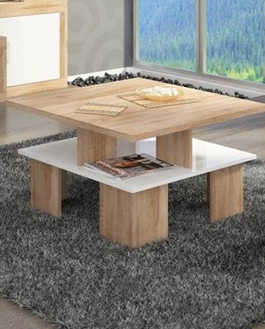 Konferenční stolek SUPRA 1, dub sonoma/bílý lesk