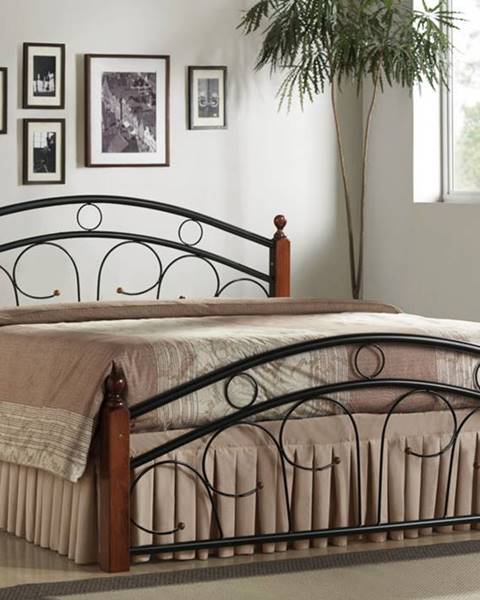 Smartshop PARIS, postel 180x200 s roštem, masiv/kov, třešeň antická