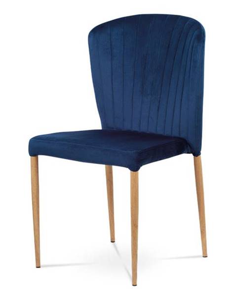 Smartshop Jídelní židle - modrá sametová látka, kovová podnož, 3D dekor dub CT-614 BLUE4
