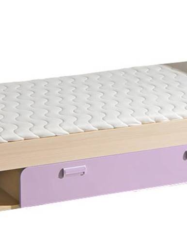 LORENTO, postel L13, jasan/fialová,včetně matrace
