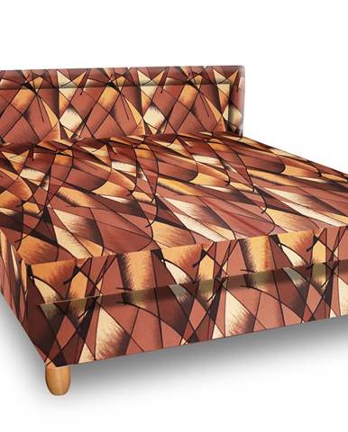 Čalouněná postel IVA 140x200 cm, hnědožlutá látka