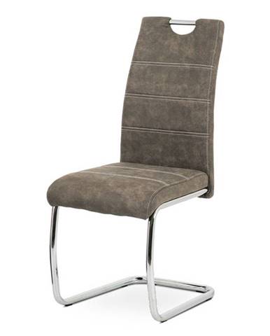 Jídelní židle HC-483 BR3, hnědá látka/chrom
