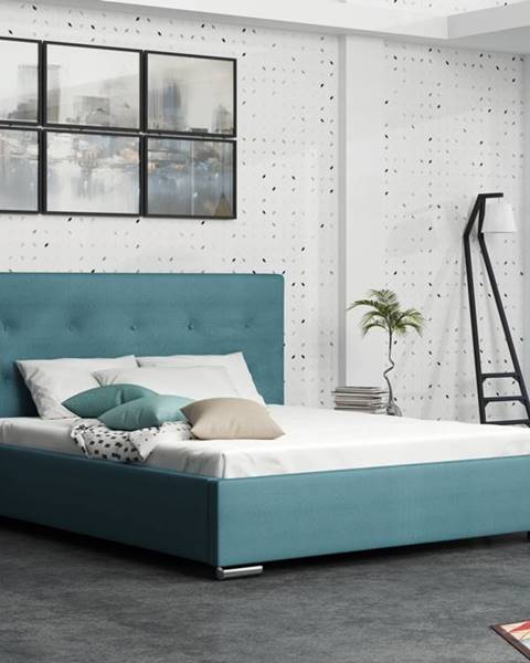 Smartshop Čalouněná postel SOFIE 1 160x200 cm, modrá látka