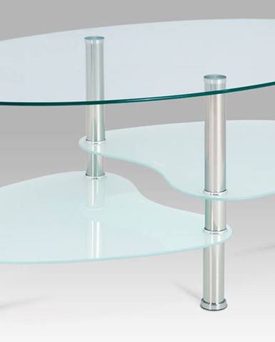 Konferenční stolek GCT-301 MIL1, čiré sklo / mléčné sklo / leštěný nerez