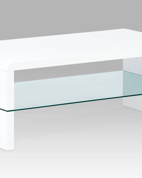 Smartshop Konferenční stolek AHG-402 WT, vysoký lesk bílý / čiré sklo
