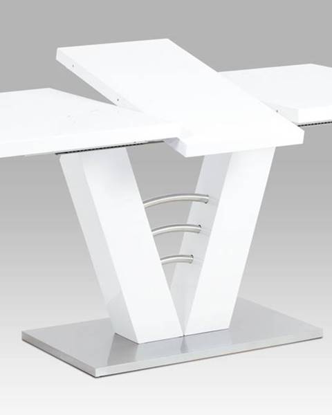 Smartshop Rozkládací stůl  HT-510 WT, bílý lesk/broušený nerez