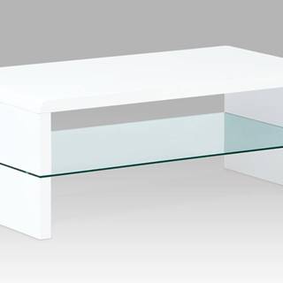 Konferenční stolek AHG-402 WT, vysoký lesk bílý / čiré sklo