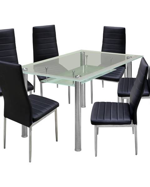 Smarshop Jídelní stůl VENEZIA + 6 židlí MILÁNO černá