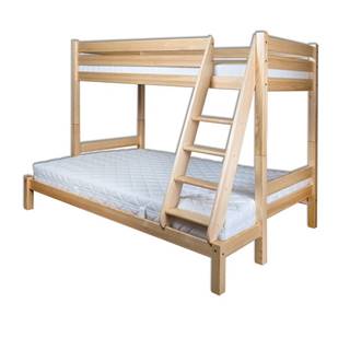 Patrová postel LK155, 90x200 + 140x200, masiv borovice