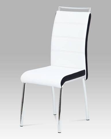 Jídelní židle DCL-403 WT, koženka bílá/černý bok