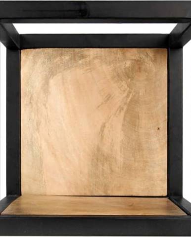 Nástěnná police s detailem z neopracovaného mangového dřeva HSM collection Caria, 25 x 25 cm