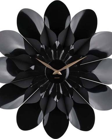 Černé nástěnné hodiny Karlsson Flower, ø 60 cm