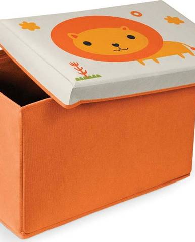 Oranžová podnožka s úložným prostorem Domopak Lion