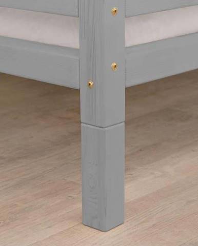 Sada 4 šedých prodloužených dřevěných nohou k posteli Benlemi, výška 10 cm