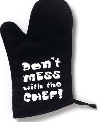 Černá bavlněná kuchyňská rukavice Cooksmart ® Don't Mess With The Chef