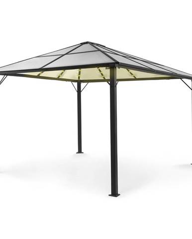 Blumfeldt Pantheon Solid Sky Ambient Solar, pavilon s střechou, 3 × 4 m, polykarbonát, hliník, osvětlený
