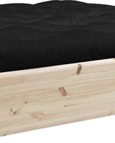 Dvoulůžková postel z masivního dřeva s úložným prostorem a černým futonem Double Latex Karup Design, 180 x 200 cm