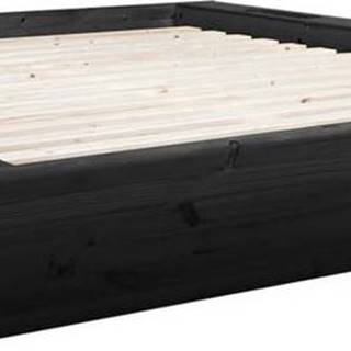 Černá dvoulůžková postel z masivního dřeva s úložným prostorem Karup Design Ziggy, 160 x 200 cm