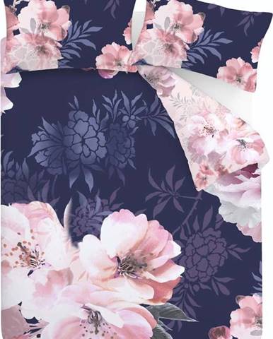 Modro-růžové povlečení Catherine Lansfield Dramatic Floral, 200 x 200 cm