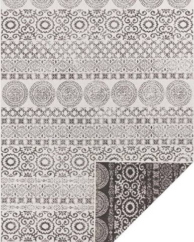 Hnědo-bílý venkovní koberec Ragami Circle, 160 x 230