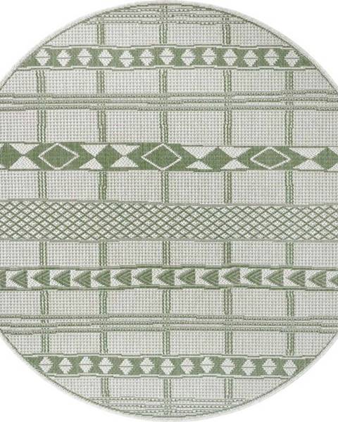 Ragami Zeleno-béžový venkovní koberec Ragami Madrid, ø 120 cm
