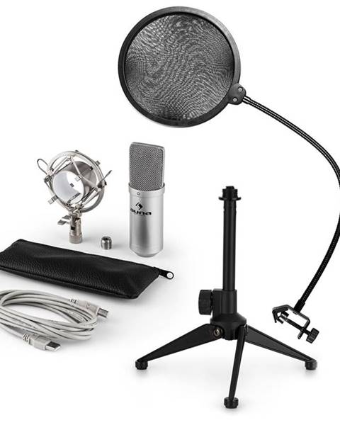 Auna Auna MIC-900S V2, USB mikrofonní sada, kondenzátorový mikrofon + pop-filter + stolní stativ