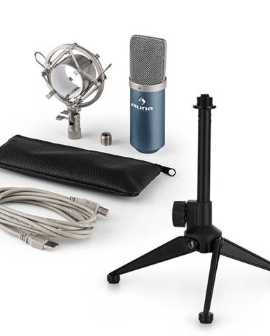 Auna MIC-900BL V1, USB mikrofonní sada, modrý kondenzátorový mikrofon + stolní stativ