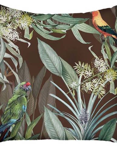 Hnědý povlak na polštář Mike & Co. NEW YORK Jungle Birds, 43 x 43 cm