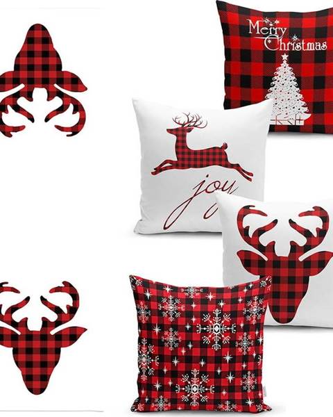 Minimalist Cushion Covers Sada 4 vánočních povlaků na polštář a běhounu na stůl Minimalist Cushion Covers Christmas Tartan