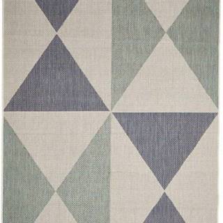 Béžovo-modrý venkovní koberec Floorita Geo, 160 x 230 cm